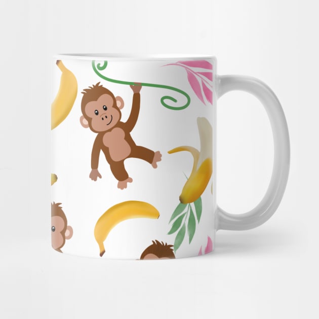 Cute Monkey, Banana, and leaves by PLLDesigns